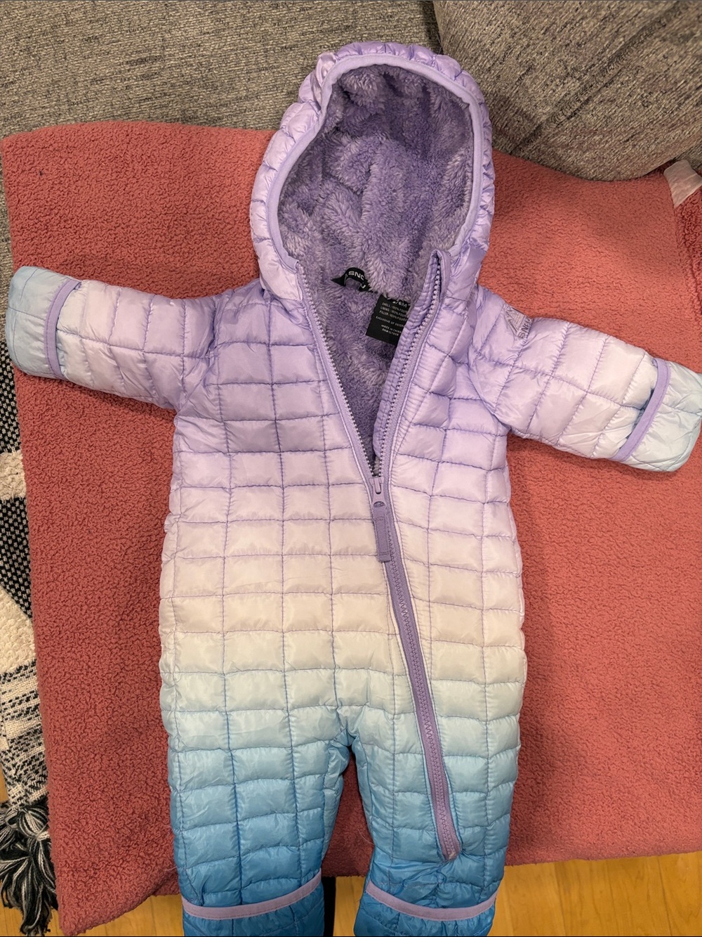 Toddler Ombre Lilac to Blue Snowsuit One-Piece